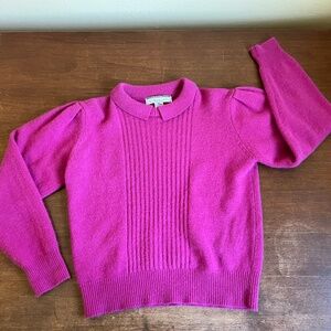 Magenta Pink White Wheeler & Martha Wool Blend Sweater - Size M